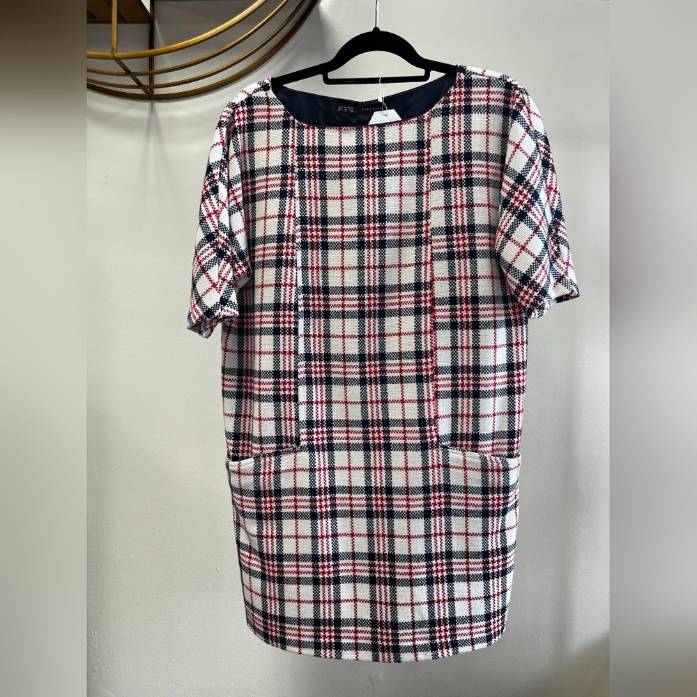 Zara Basic Plaid Mini Dress